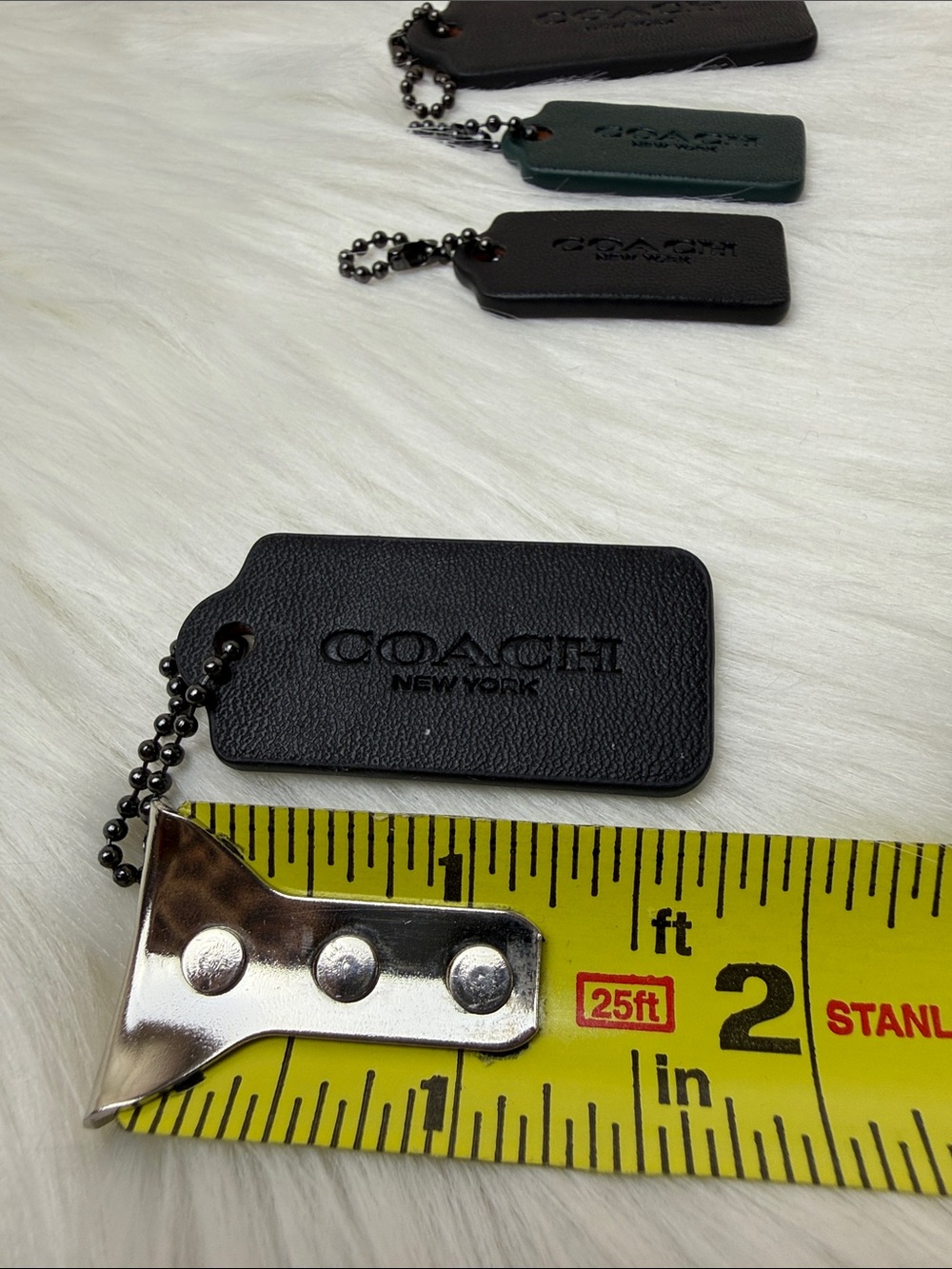 Coach Leather Bag Tags in Black and Dark Green - Set of 4 - Picture 5 of 8